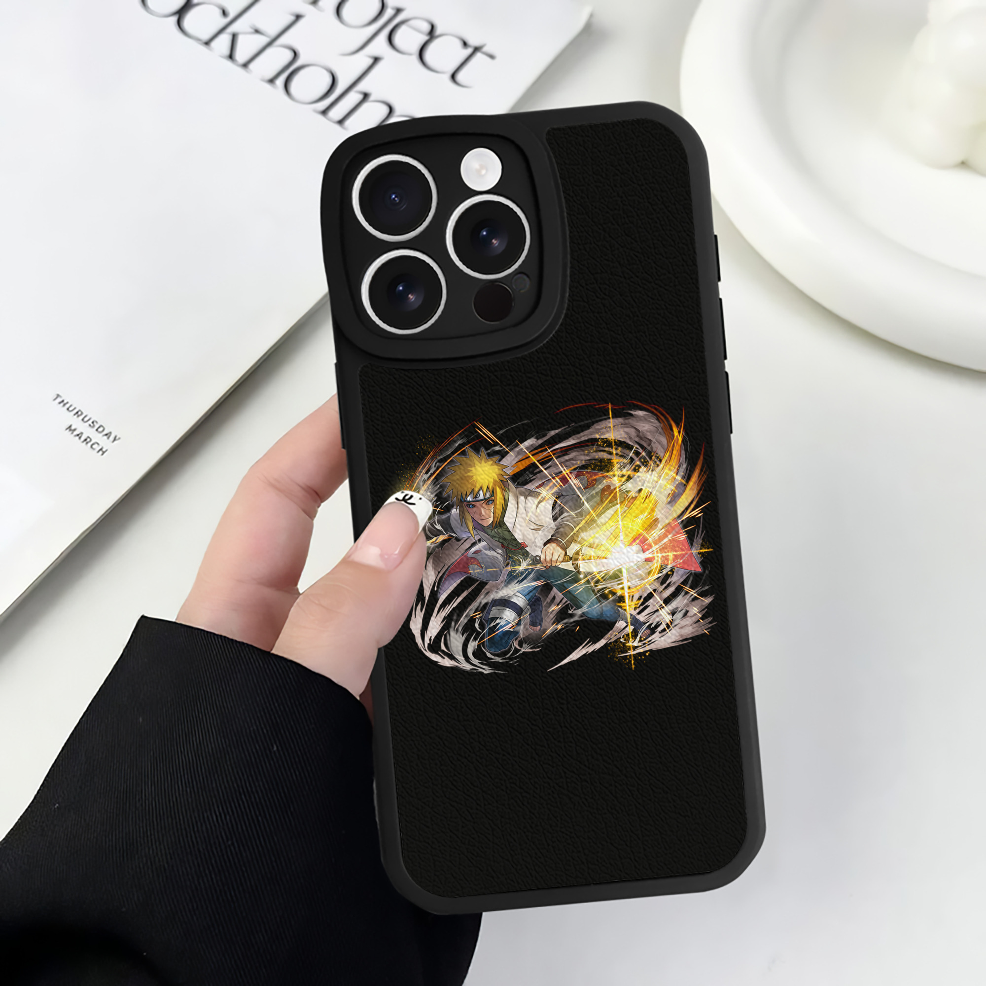 （画像用） NARUTO -ナルト- 波風 ミナト Namikaze Minato 【iPhone 16シリーズ対応】シリコンスマホケース（レザー調） 材質：シリコン